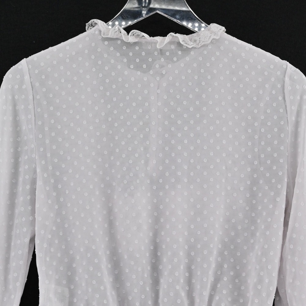 Storia Womens Lace Peasant Top Size S Romantic Ethereal Delicate Boho‎ LAVENDER - Picture 10 of 12